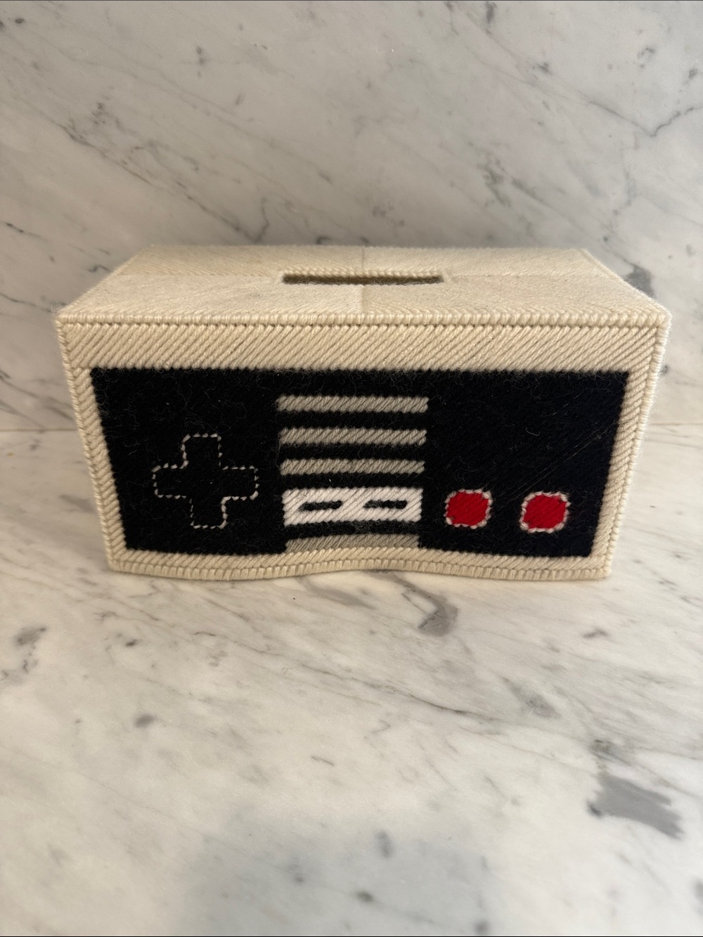 Retro NES Controller tissue box cover - Cream and Black